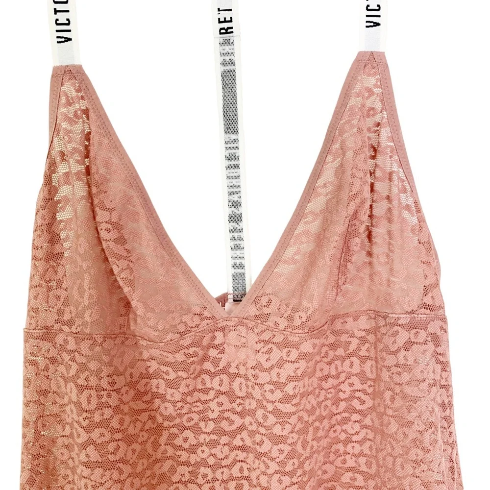 Victoria’s Secret Lace Slip Chemise Blush Pink Logo Elastic Straps Size S_7